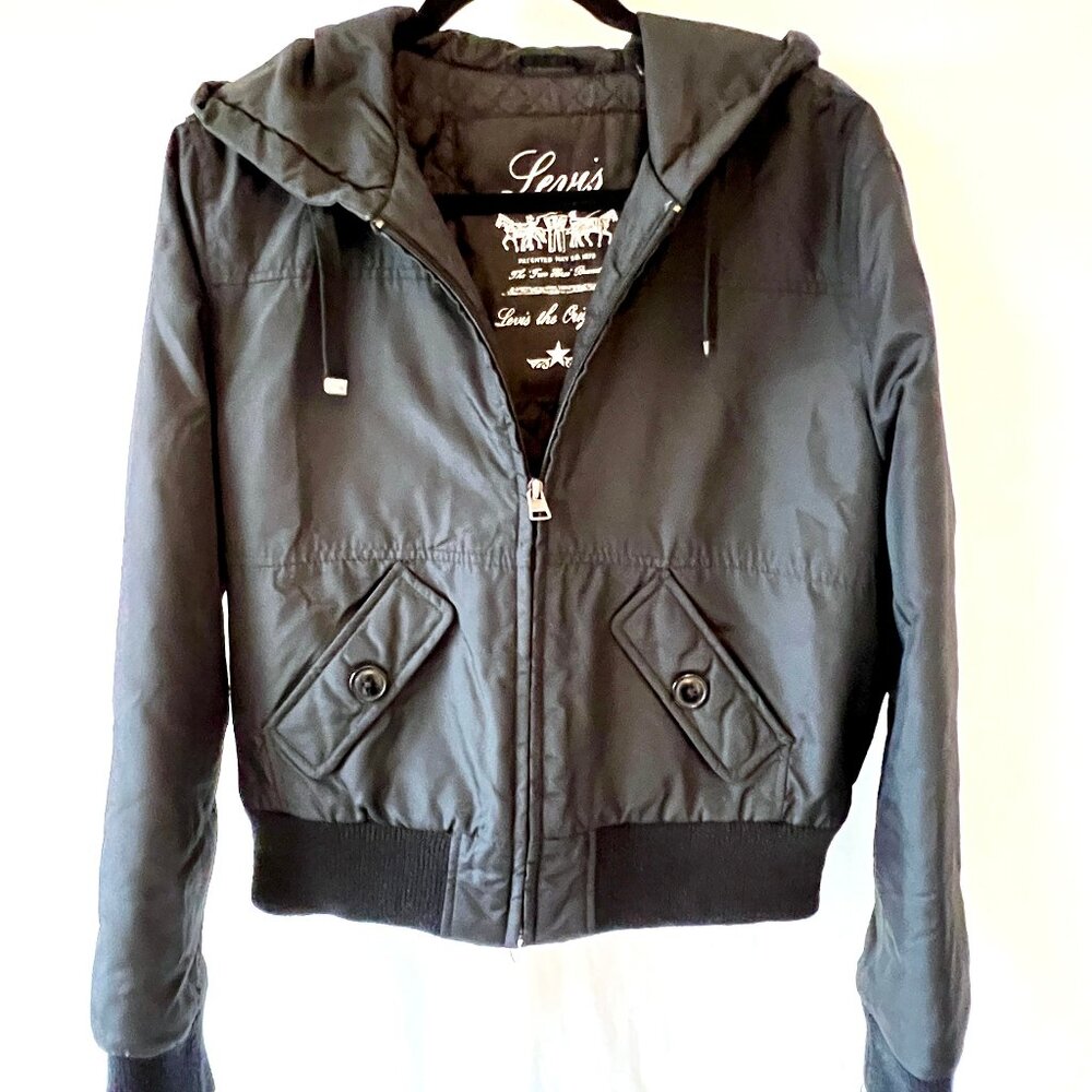 Levi's Jacket, Women's, Zip Up Style, Black, Hooded, Size XL, EC!